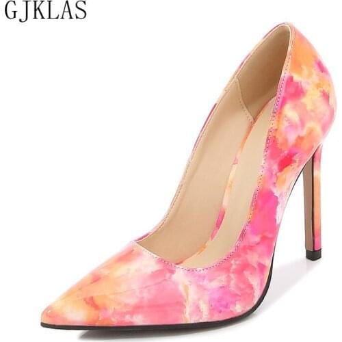 Leather Dress Women High Heels Size 45 46 T-stage Show Sexy Stiletto Heels Women Pumps Korean Style Wedding Shoes Women Loafers