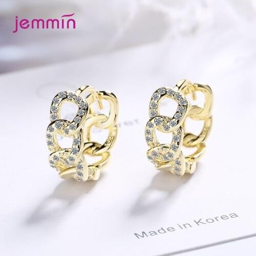 Cute Gold Crystal Earrings For Women Girls Wedding 2021 Trendy 925 Sterling Silver Fashion Jewelry Valentines Day Gift Wholesale