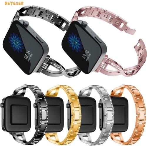 18mm Stainless Steel Strap For Xiaomi Watch Replacement Bracelet Rhinestone Luxury Watch Strap For Huawei B5 Metal Wristband