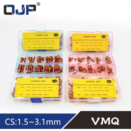 Thickness 1.5/1.9/2.4/3.1/1.8/2.65mm Rubber O Ring Seal Red Silicone/VMQ Sealing O-rings Washer o-ring set Assortment Kit Box