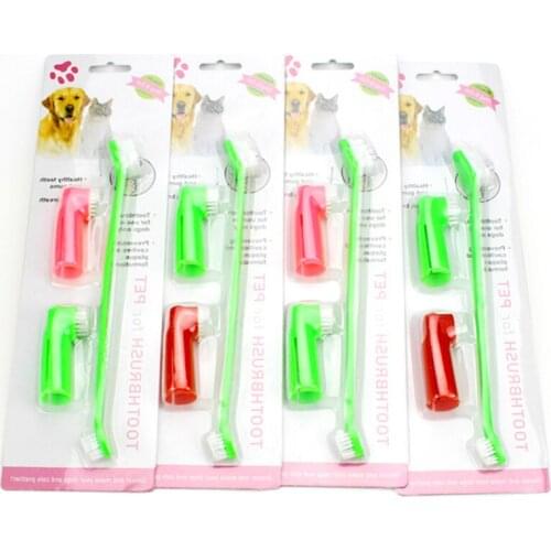 3 Pcs/set Pet Double Head Soft Pet Finger Toothbrush small Dog Cat Puppy Teeth Care Cleaning Brush Pets Grooming Tools Supplies