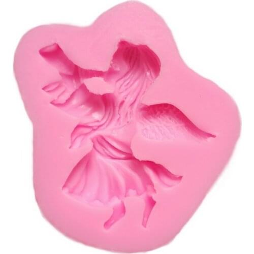 Silicone flip sugar cake mold cake decorative baking tools angel girl blow mold 15-179