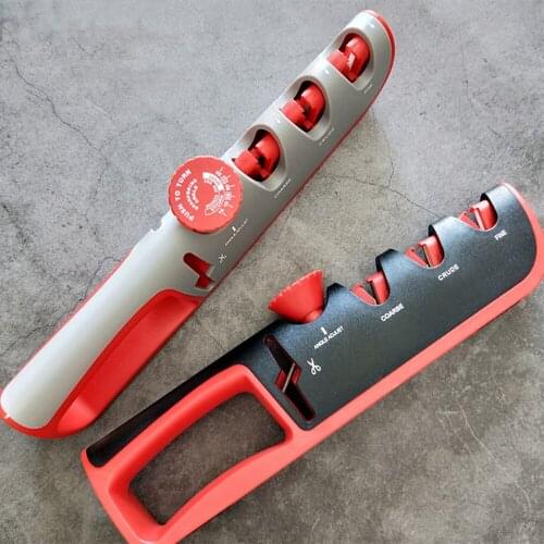 Knife sharpener 4 in 1 kitchen diamond-coated fine tooth knife scissors and scissors sharpening system stainless steel blade