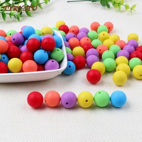 TYRY.HU 30pcs Silicone Beads Baby Teething Teether Pacifier Chain Loose Bead Silcone Teething Beads BPA Free 9/12/15mm