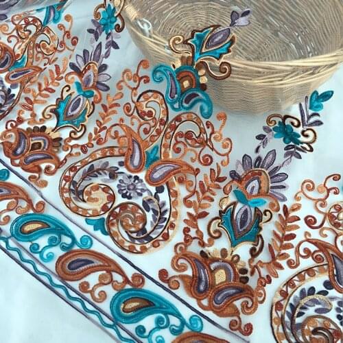 1meter high-grade mesh bilateral positioning embroidery flower lace fabric / clothing fabric / skirt dress fabric / white yarn