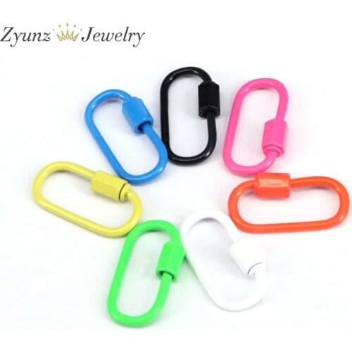 10PCS, Enamel Carabiner Screw Clasp, Screw Clasp Oval, Oval Clasps, Interlocking Oval Clasp, Necklace/Bracelet Jewelry Component