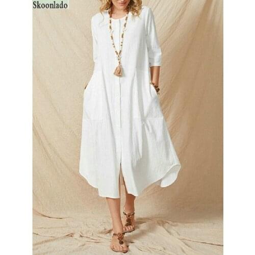 Plus size 5xl women V-neck long-sleeved women cotton linen dresses color stitching casual long skirt character printing healthy