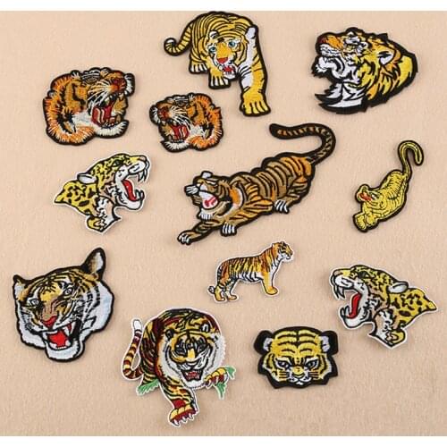 10pcs Embroidery big style tiger patch bag patch iron on for clothing cartoon embroidered appliqued DIY accessories