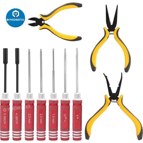 10 in 1 RC Tools Kits Hex Screwdriver Ball Link Pliers Wrench Repair Box Set for RC Car Multirotors Helicopter Boat Model Toys