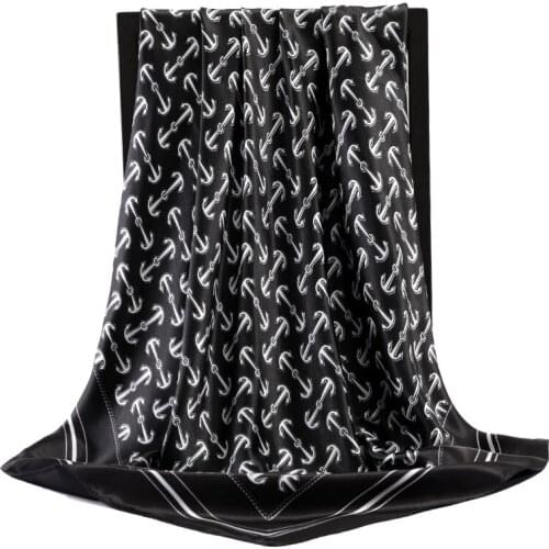 2021 Luxury Dustproof Kerchief Fashion 90X90CM Sunscreen Shawl Popular Oil Painting Square Bandanna Female Summer Silk Scarves