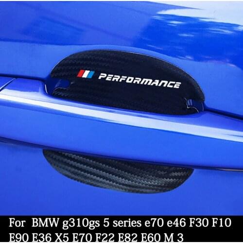 4Pcs Carbon Fiber Car Door Handle Scratch Protector Leather Stickers For BMW 5 Series g310gs e70 e46 F30 F10 E90 E36 X5 E70 F22