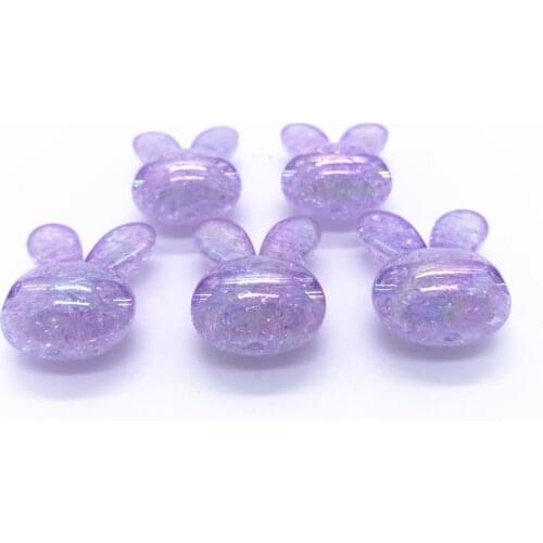 5pcs 24x20mm pcs Acrylic Beads Rabbit Head Loose Beads for Diy Jewelry Making Bracelets Necklace Accessories#Purple