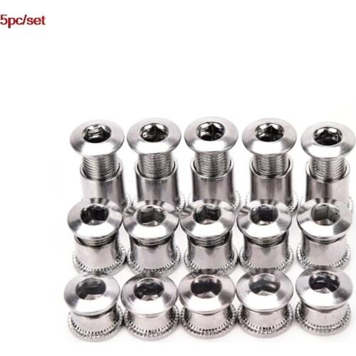 5 PCs Stainless Steel Crankset Bolts Crank Bolts Bike Chainring Bolts Bicycle Crank Screws Nut