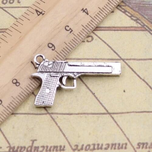 6pcs Charms Gun Browning Pistol 45x20mm Antique Bronze Silver Color Pendants Making DIY Handmade Tibetan Finding Jewelry