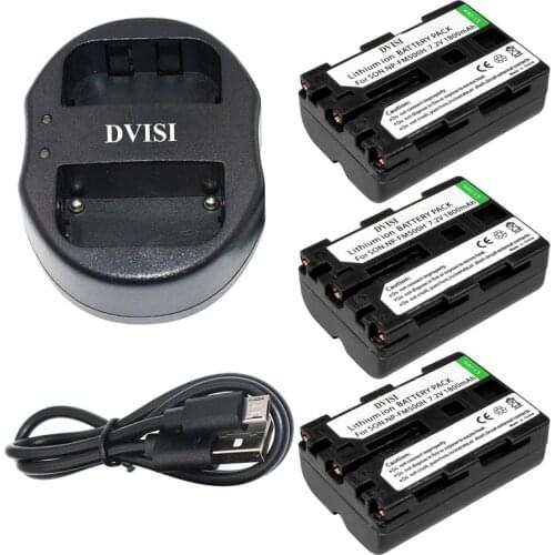 3pcs 1.8Ah NP-FM500H Rechargeable Camera Battery with USB Dual Charger for Sony A57 A65 A77 A350 A550 A580 A900 Digital Battery