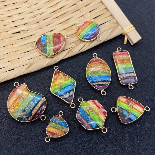 Turquoise Colorful Stitching Necklace Pendant Round Rectangular Heart-shaped Pendant for Jewelry Making Earrings Edging Process