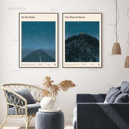 Jack Kerouac Large Literary Book Cover Posters and Prints Literature Wall Art Pictures Canvas Painting Bookworm Gift Study Decor