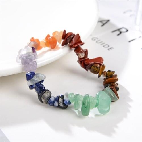 Natural Stone Colorful Tourmaline Bangle Handmade Crystal Chip Irregular Gravel Strand Bracelet for Women Girl Jewelry Y949