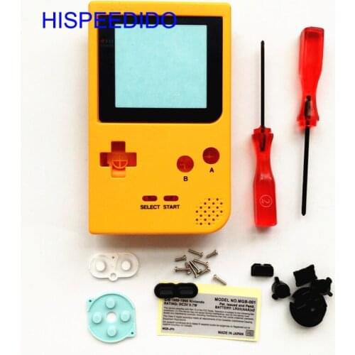 HISPEEDIDO 50pcs/lot Yellow Clear Blue Clear Purple silver Full Housing Shell for Nintendo Game boy Pocket GBP Case Cover