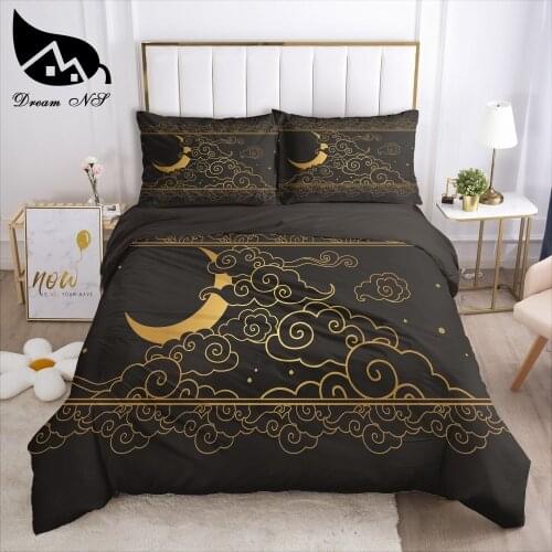 Dream NS Black + Gold Theme Bohemia Bedding Home Textiles Set King Queen Bedclothes Duvet Cover Bedding Set roupa de cama