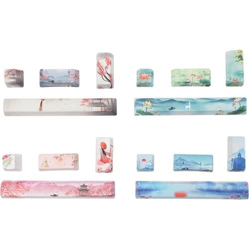 China Style 5 Sublimation PBT Keycaps 6.25U Spacebar ESC Enter Button OEM Profile For Mechanical Keyboard PC Gamer For GK61 RK64