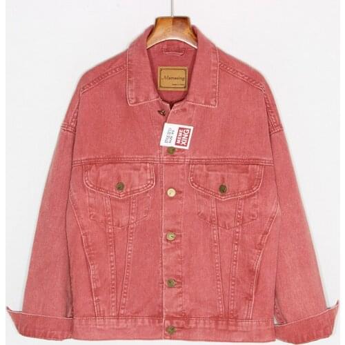 Spring Streetwear Fashion Purple Denim Jacket Women Vintage Long sleeve Short Jeans Jacket Coat Female Plus size Loose Outerwear