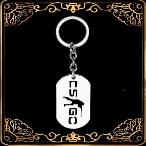 Hot Game CSGO Stainless Steel Keychain CS GO Metal Key Chains For Men Male Game Keying Porte Clef Chaveiro Carro Porte Clef