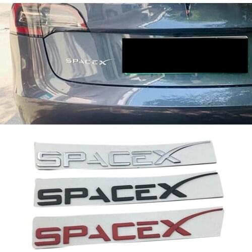 Zinc Alloy SpaceX Letters Logo Car Trunk Sticker Emblem for Tesla Model 3 S X Roadster Side Rear Badge Auto Exterior Accessories