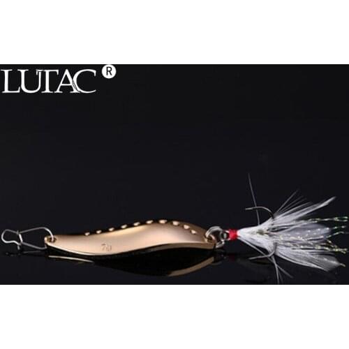LUTAC Metal Spinner Spoon Fishing Lure Baits 50mm 7g Gold /Silver Sequins Noise Paillette Treble Hook Tackle Further Hook