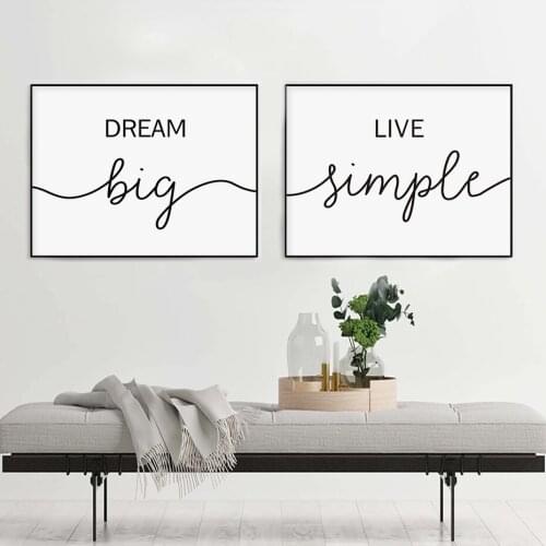Minimalist Dream Big Live Simple Quote Self-adhesive Wall Stickers Wall Art Prints Poster Pictures for Home Decoration