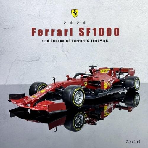 Bburago 1:18 FERRARI SF1000 2020 season F1 #5 Sebastian Vettel racing model alloy car model Collect gifts toy