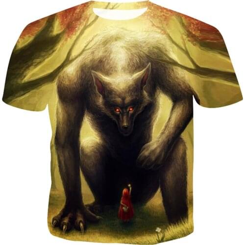Male Fashion T-shirt Male 2021 Newest 3XL Wolf 3D Print Animal Cool Funny T-Shirt Men Short Sleeve Summer Tops T Shirt Wolf Tshi