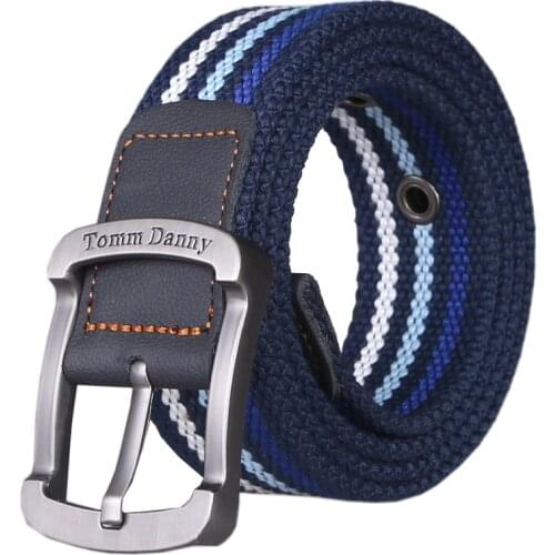 Men & Women Canvas Belt Metal Buckle High Quality Pin Buckle Jeans Belt Tactical Belts for Men Military Strap Army Green Striped