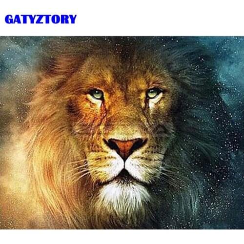 GATYZTORY DIY Painting by Numbers Animal Tiger Hand Painted Kit Acrylic Unique Gift For Child Modern Wall Art For Home Decor