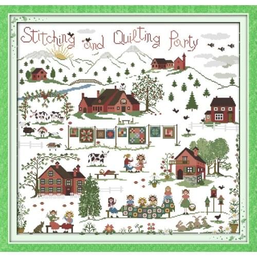 Stitching party cross stitch kit cartoon 14ct 11ct count print canvas stitching embroidery DIY handmade needlework