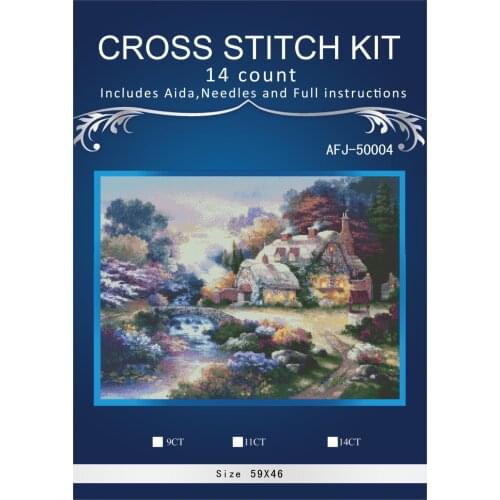 14CT/16CT/18/28/Cross Stitch Kits Crafts Art Needlework 14CT Unprinted Embroidered Handmade DMC Wall Home Decor-spring country