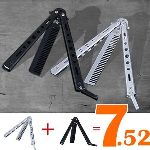 2pcs All-Steel Butterfly Comb Blade Butterfly Knife Beginner Butterfly Knife Seven-Hole Butterfly Practice Knife Training Knife