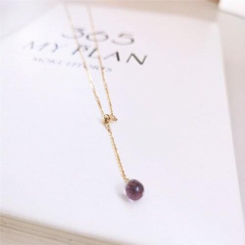 DAIMI 5-6mm Amethyst Pendant 925 Sterling Silver Pendant Necklace For Women Gift