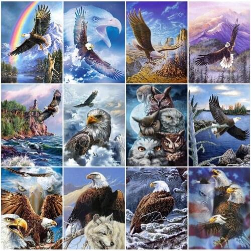 Full Round Square Handmade DIY Gift Diamond Embroidery Eagle Cross Stitch Diamond Painting Animal Pictures of Rhinestones Mosaic