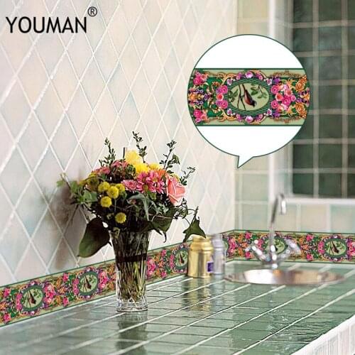 10M 3D Wallpaper Border PVC Self-adhesive Skirting Line Waterproof Sticker Removable Modern Tile Wall Sticker Kitchen Bathroom