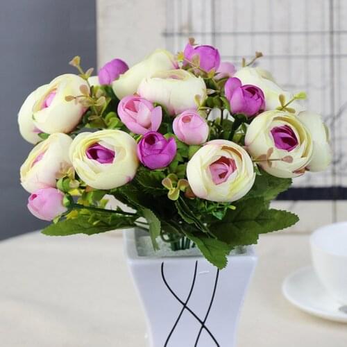 Silk flower artificial snow tea buds europe and USA style camellia flower small bouquet wedding decoration home table decor