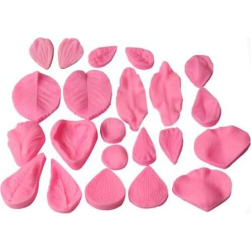 22PCS Silicone Petal Leaf Mold Flowers Fondant Mold Chocolate Gum Paste Mold Fondant Cake Broder Decorating Tool