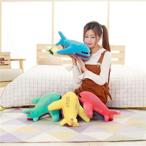 Cute 40cm 50cm 60cm Large Size Simulation Airplane Plush Toys Kids Sleeping Back Cushion Soft Aircraft Stuffed Pillow Dolls Gift