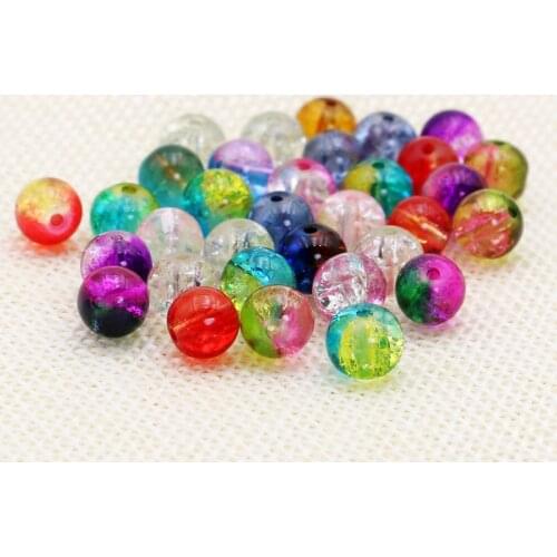 8mm 40Pcs/Lot Mixed Round Shape Assorted Colorful Glass Crackle Loose Beads For Jewelry Making Accessories Handmade