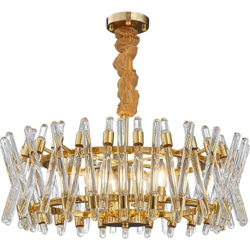 Modern Glass Chandelier For Living Room Luxury Gold Cristal Lamp Bedroom Dining Room Chain Lighting Fixture With LED