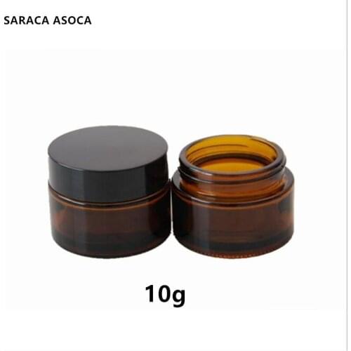 40pcs/lot 10g Brown Glass Cosmetic Sample Refillable Bottles Empty Cream Container DIY Frosted Glass Eye Cream Bottle