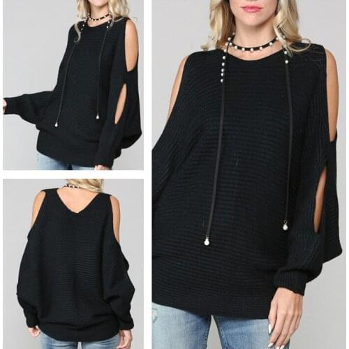 Autumn Women New Solid Sweaters Korean Fashion Hollow Out Batwing Sleeve Top Lady Clothing Casual Loose Jersey Mujer Pull Femme