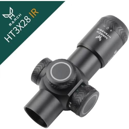 March 3x28IR Tactical Rifle Scope Green Red AR15 Optical Scope Suitable for Shooting Hunting Airsoft Red Dot 20mm