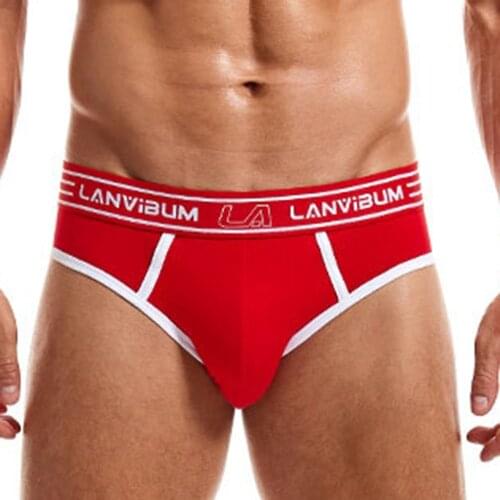 Cotton Panties Briefs Men Penis Bulge Pouch Underwear Breathable Mid Waist Underpants Thong Bikini Sexy Lingerie Men