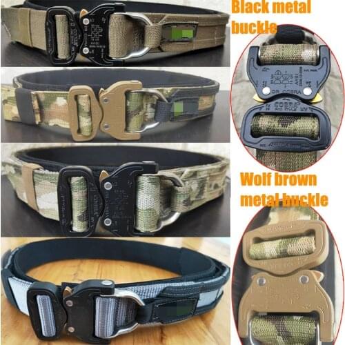 3.8CM Special Forces Vertical Tactical Belt Outdoor Military Hunting MOLLE Shooting Battle Metal Buckle Inside And Outside Belt